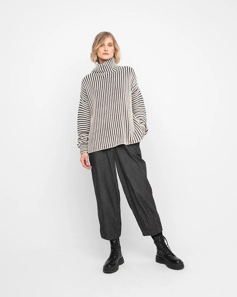 Ozai N Ku's Fisherman Stripe Sweater in Cream