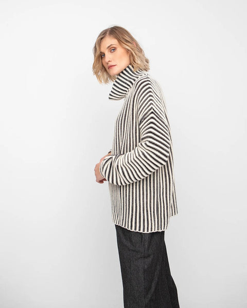 Ozai N Ku's Fisherman Stripe Sweater in Cream