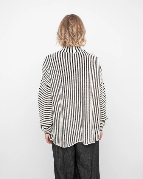 Ozai N Ku's Fisherman Stripe Sweater in Cream