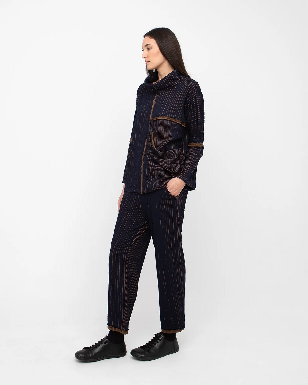 Ozai N Ku Margin Pants in Navy / Mustard