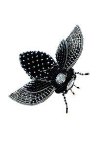 PSQUUARE Hand Beaded Black Beetle Brooch