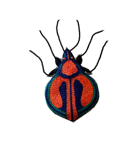 PSQUUARE Hand Embroidered Red Beetle Brooch