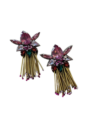 PSQUUARE Hand Beaded Purple Star Earrings