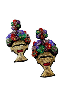 PSQUUARE Hand Beaded Frida Earrings