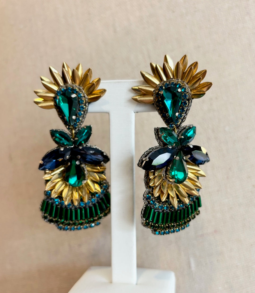 PSQUUARE Hand Beaded Peacock Dangle Earring