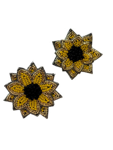 PSQUUARE Hand Beaded Yellow Flower Earrings