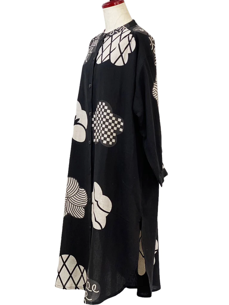 Ume Print Button Front Dress