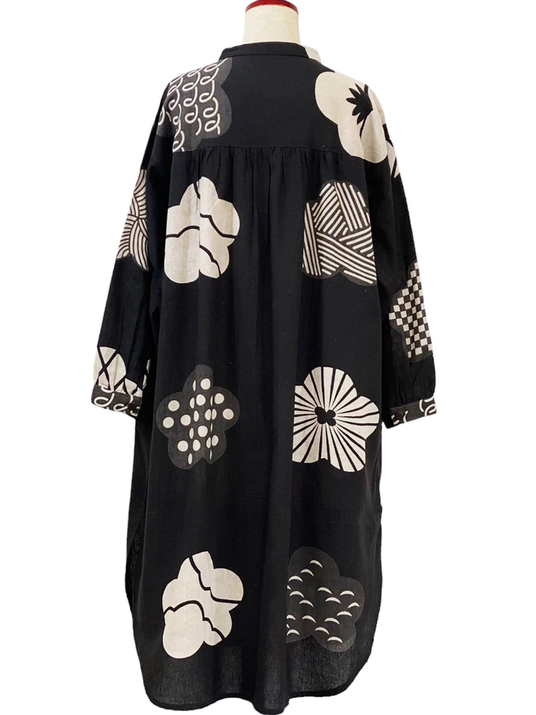 Ume Print Button Front Dress