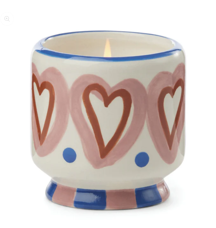 Paddywax A Dopo Handpainted Ceramic Candle Rosewood Vanilla Hearts