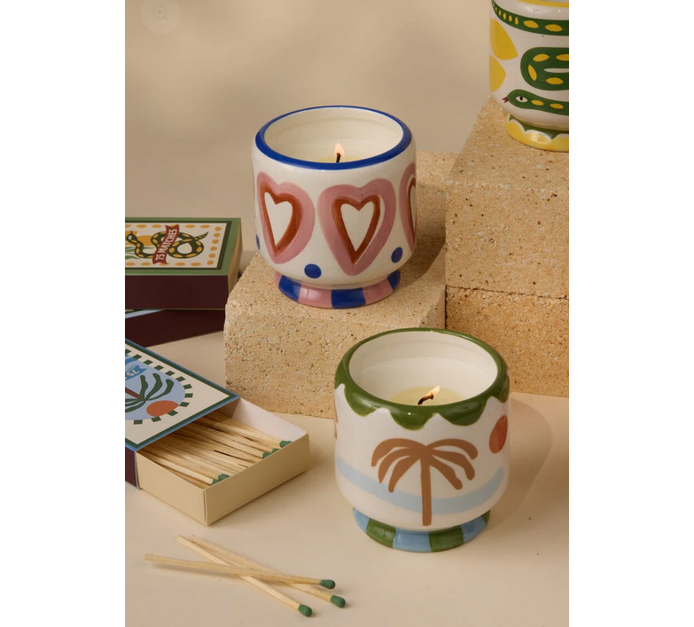 Paddywax A Dopo Handpainted Ceramic Candle Rosewood Vanilla Hearts