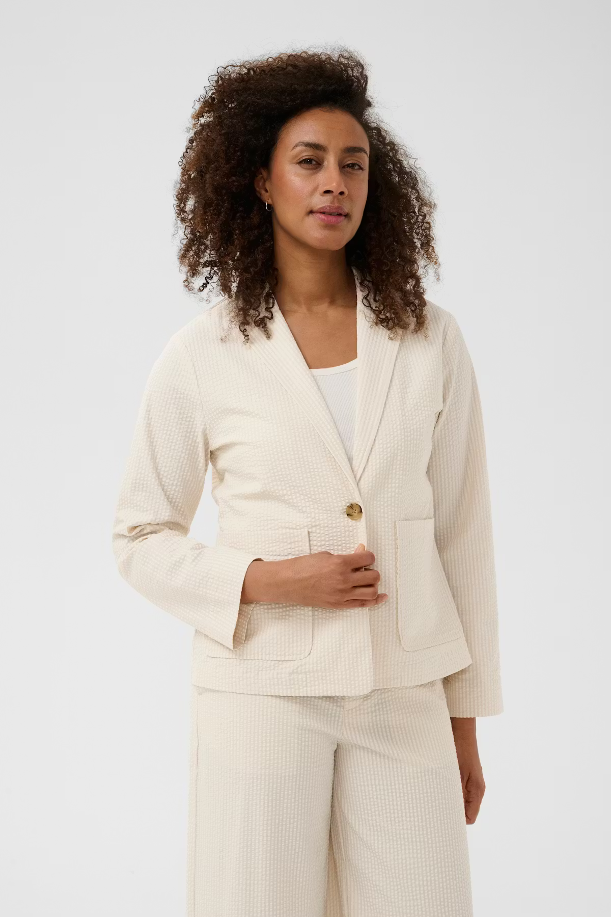 Part Two's Briddi Casual Jacket in Whisper White Stripe