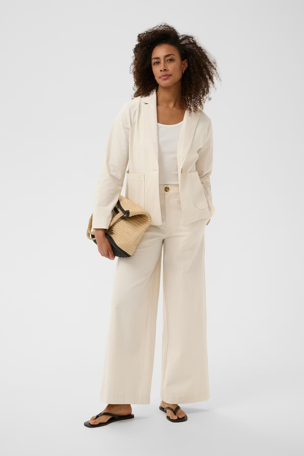 Part Two's Briddi Casual Jacket in Whisper White Stripe