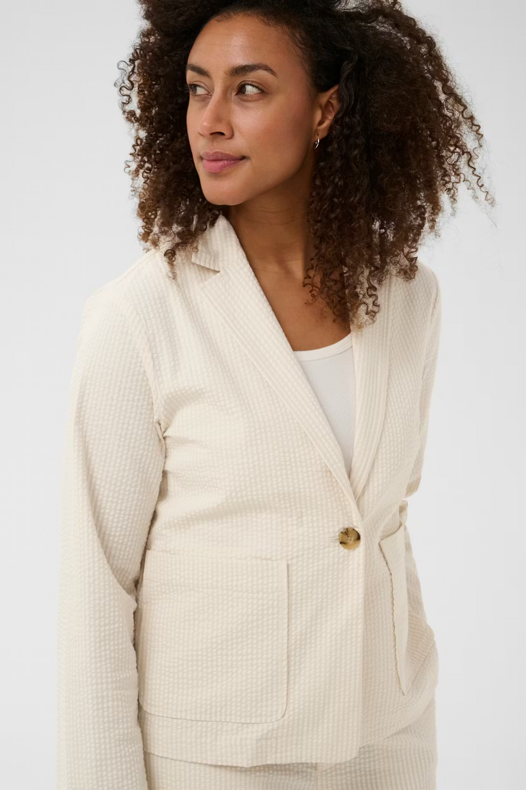 Part Two's Briddi Casual Jacket in Whisper White Stripe