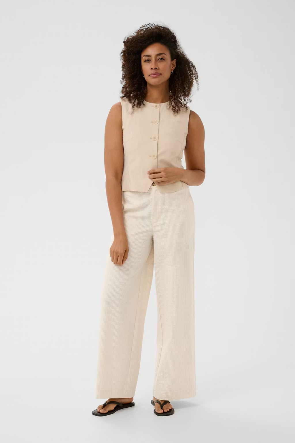 The Brita Trousers from Part Two in Whisper White Stripe