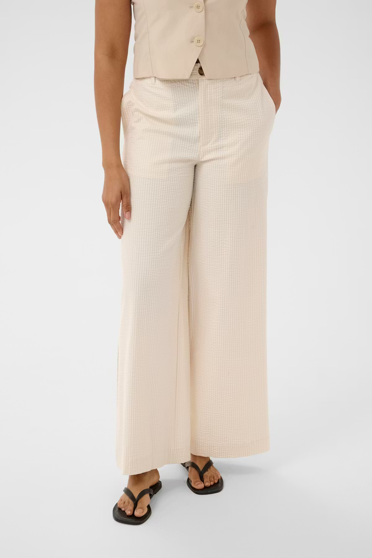 The Brita Trousers from Part Two in Whisper White Stripe