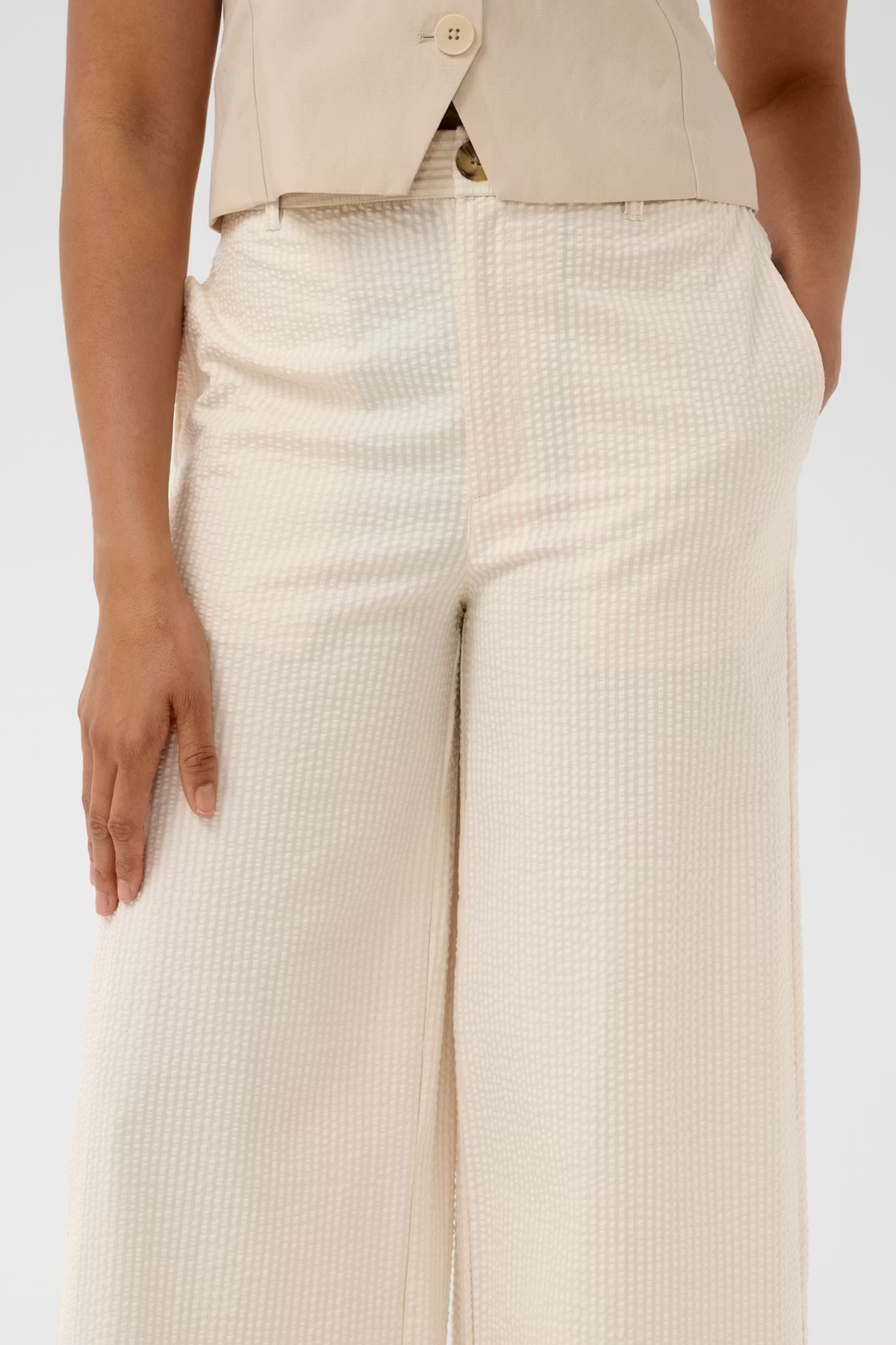The Brita Trousers from Part Two in Whisper White Stripe