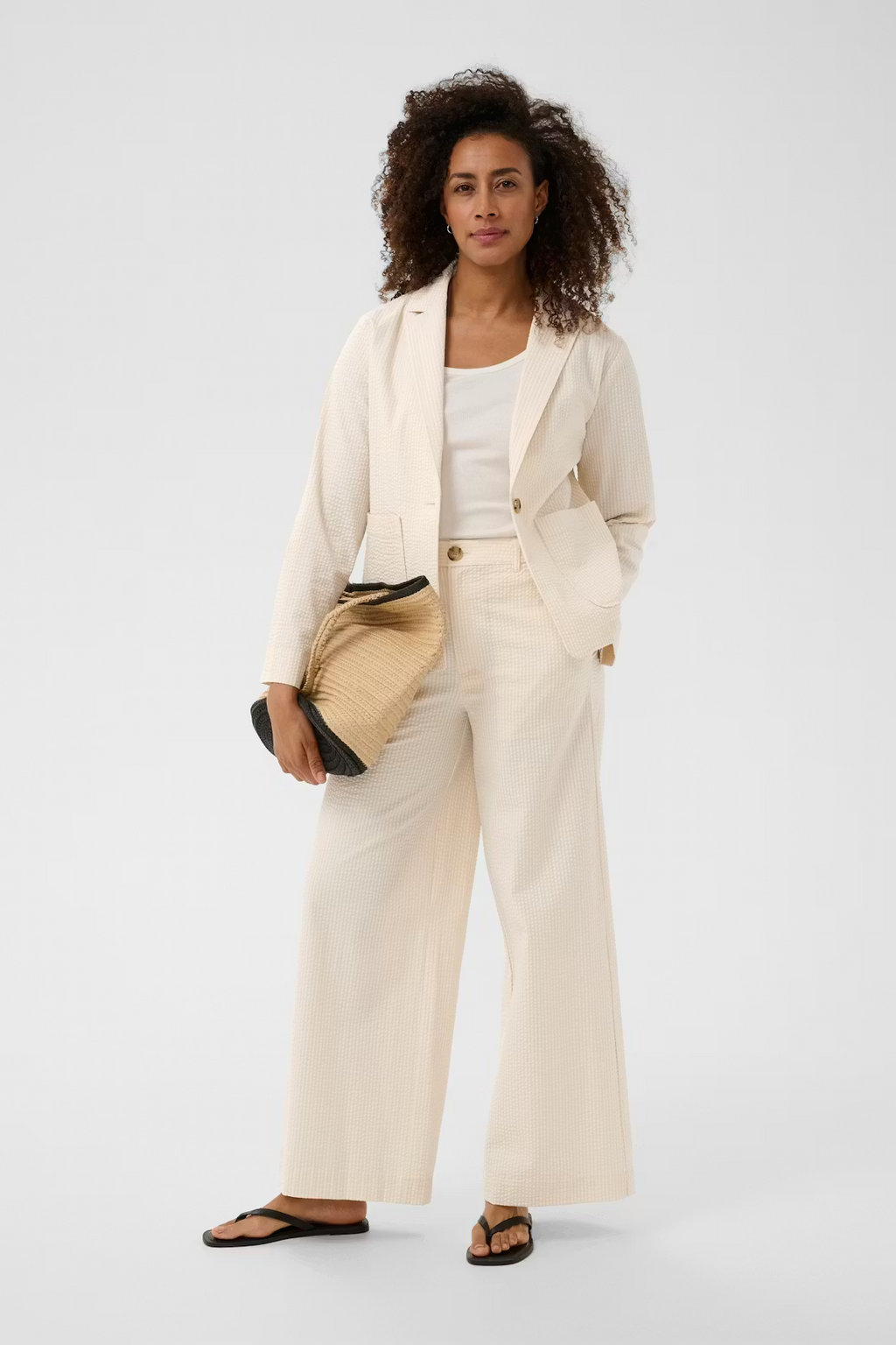 The Brita Trousers from Part Two in Whisper White Stripe