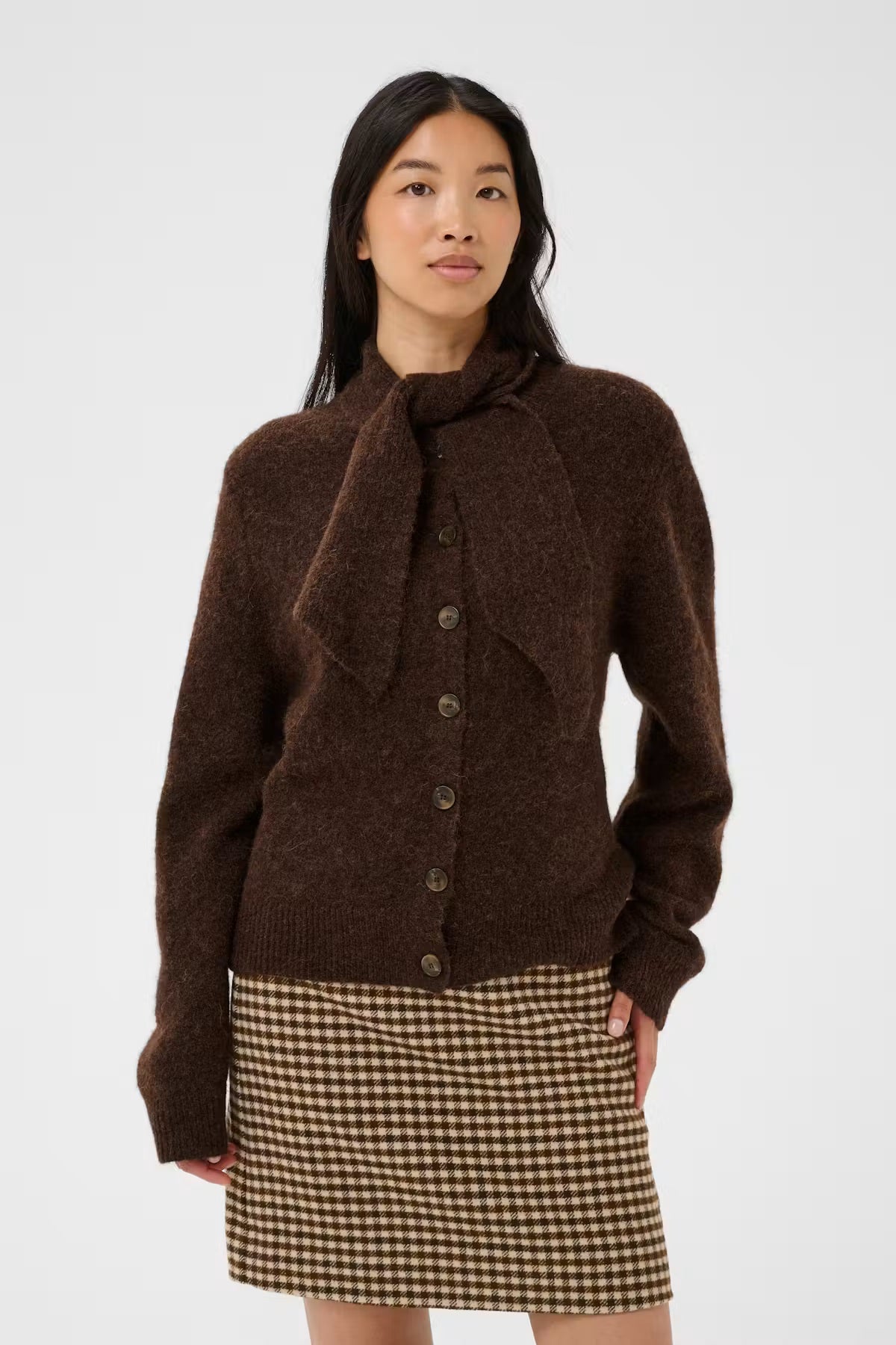 Part Two's button-up Chanie Cardigan in Brown