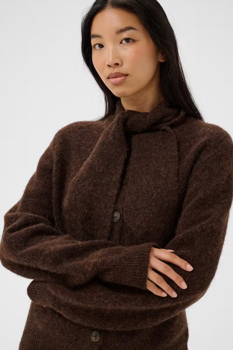 Part Two's button-up Chanie Cardigan in Brown