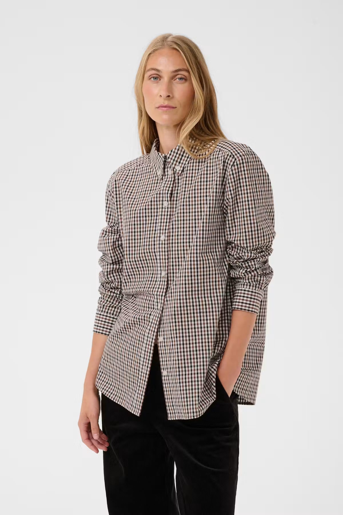 Part Two's Chrestella Check Shirt in Downtown Brown