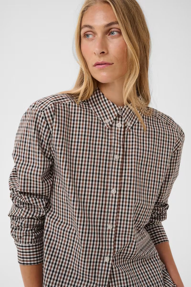 Part Two's Chrestella Check Shirt in Downtown Brown