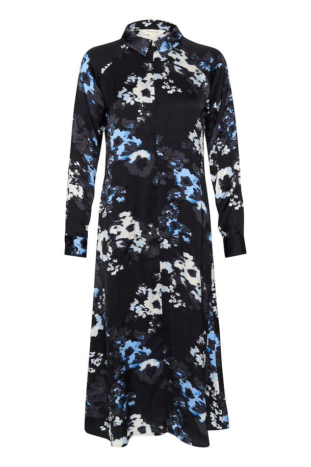 Part Two Lamiya Dress in Dark Navy Blurred Flower