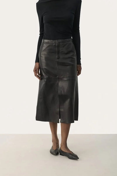 Part Two Lori Leather Skirt in Black