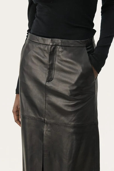 Part Two Lori Leather Skirt in Black