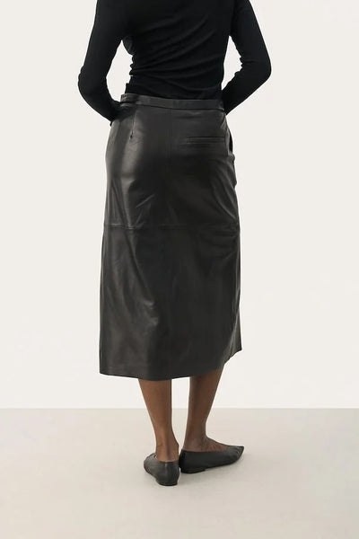 Part Two Lori Leather Skirt in Black