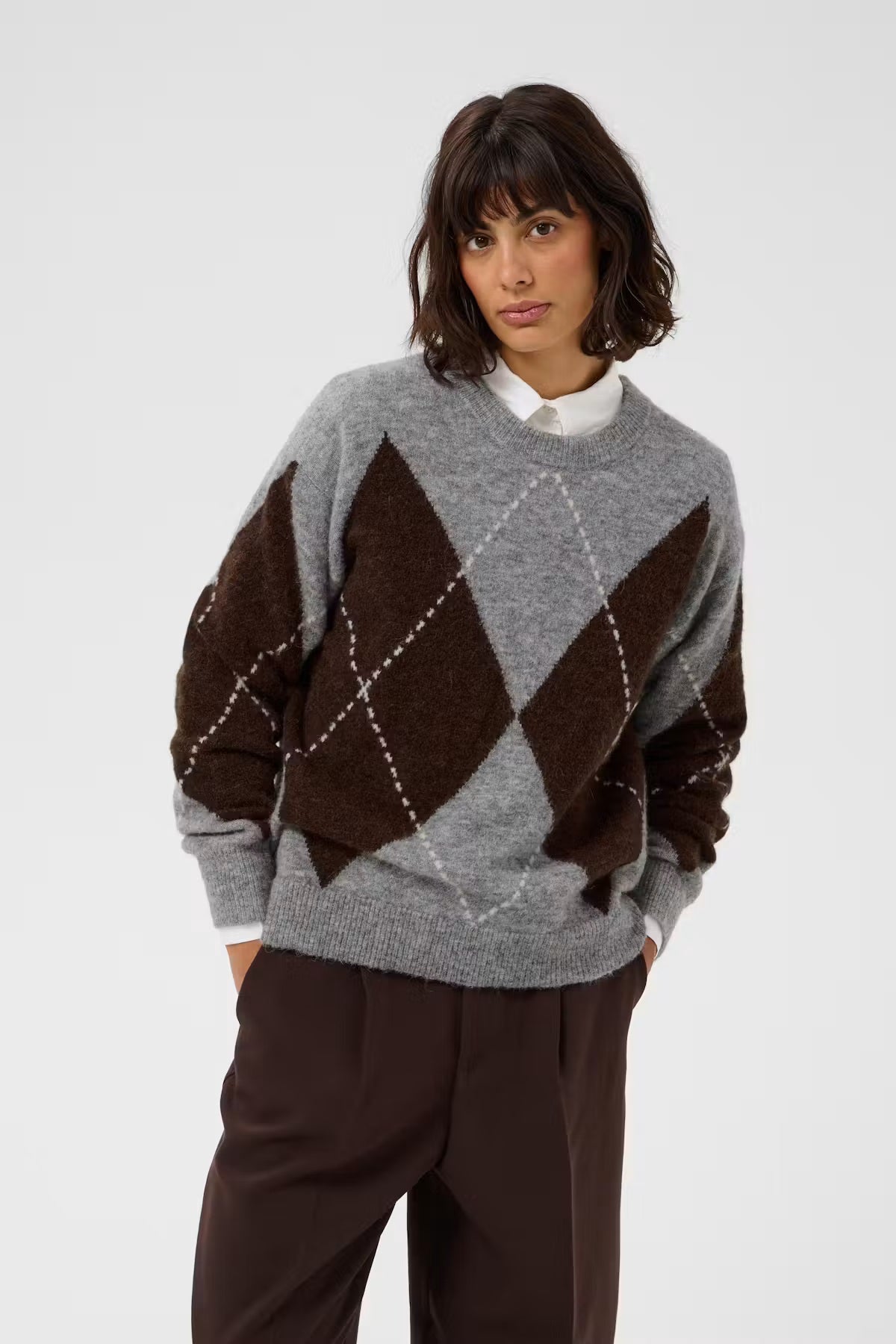 Part Two's Sorayas Sweater in Brown & Grey Check