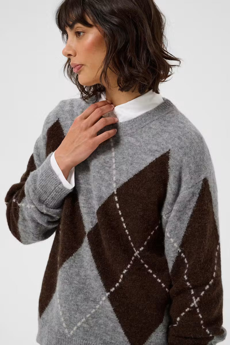 Part Two's Sorayas Sweater in Brown & Grey Check