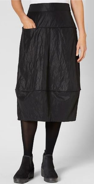 Patrizia Luca Crinkle Midi Skirt in Black