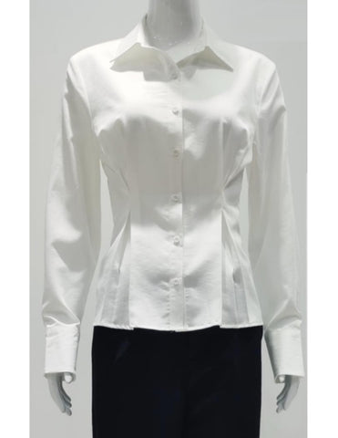 Patrizia Luca Cinched Waist A-Line Blouse in White