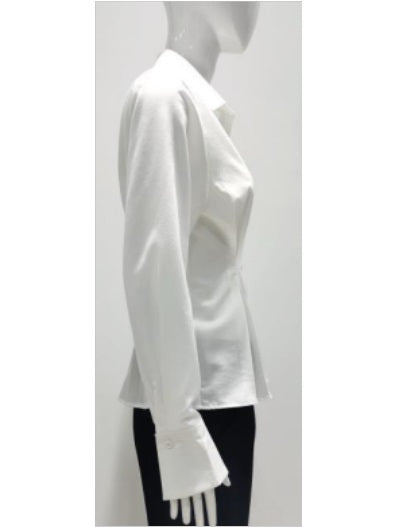 Patrizia Luca Cinched Waist A-Line Blouse in White