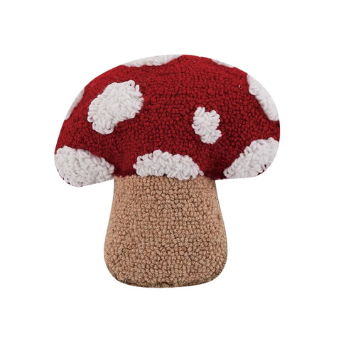 Mushroom shaped hooked wool pillow