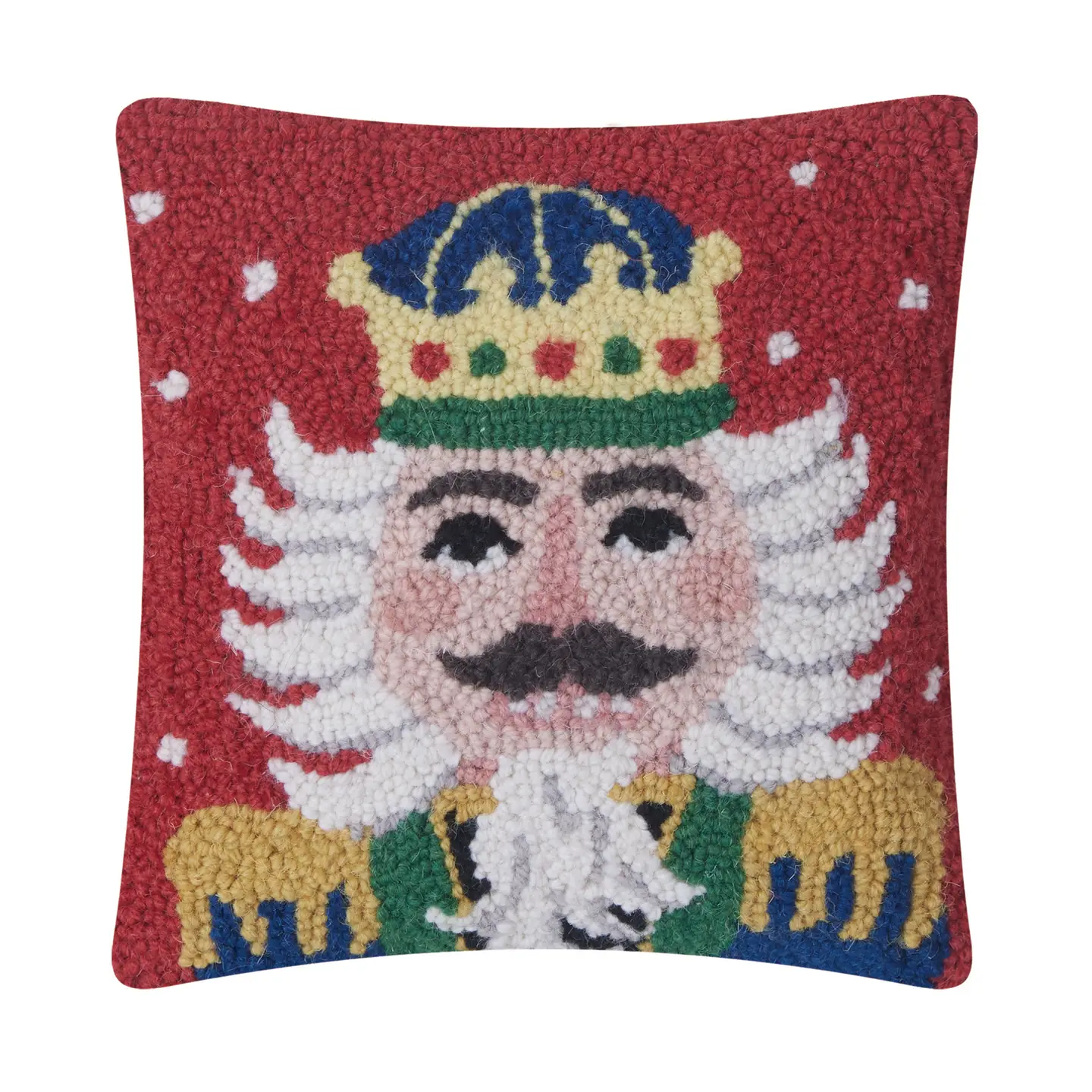 Holiday Nutcracker Hooked Wool Pillow