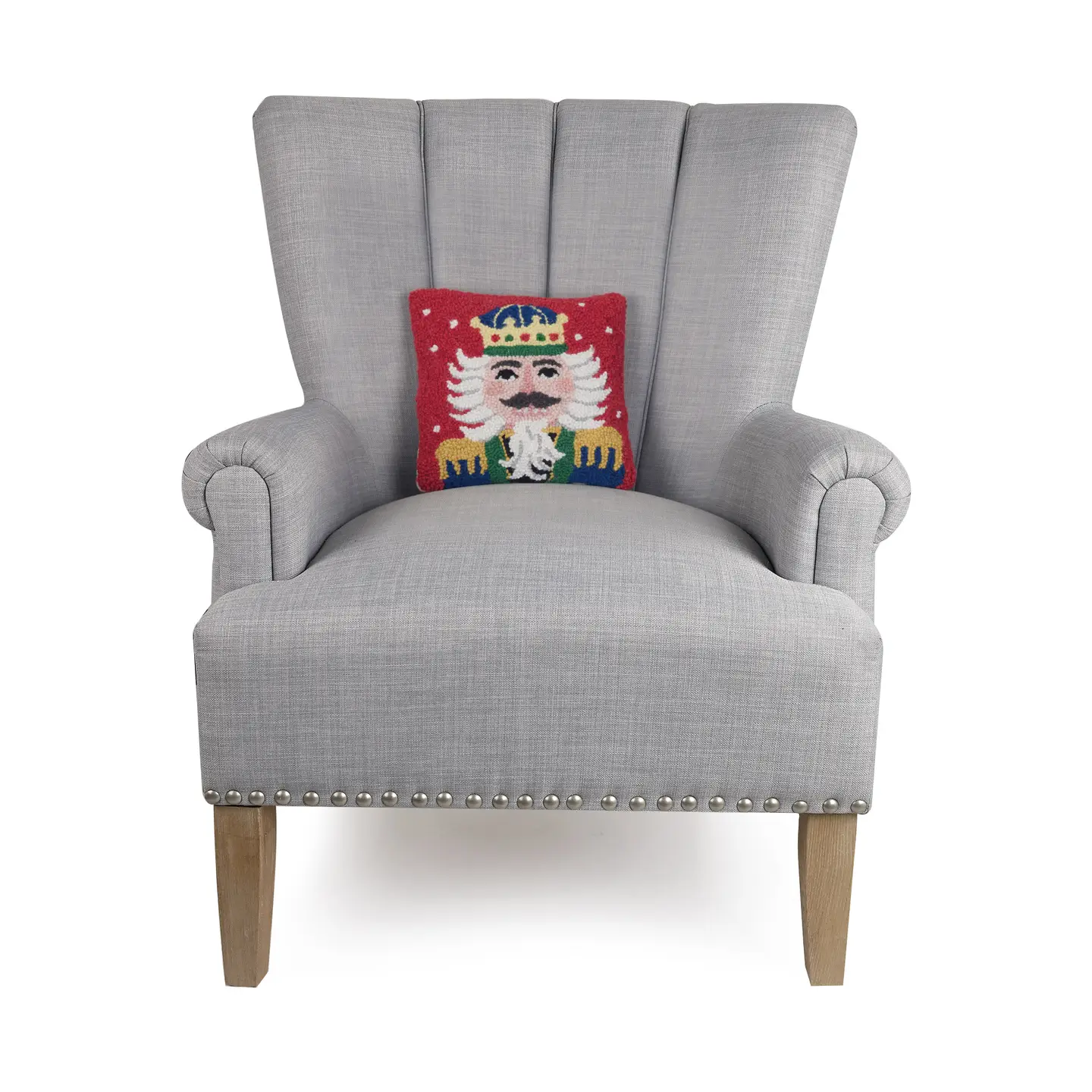 Holiday Nutcracker Hooked Wool Pillow