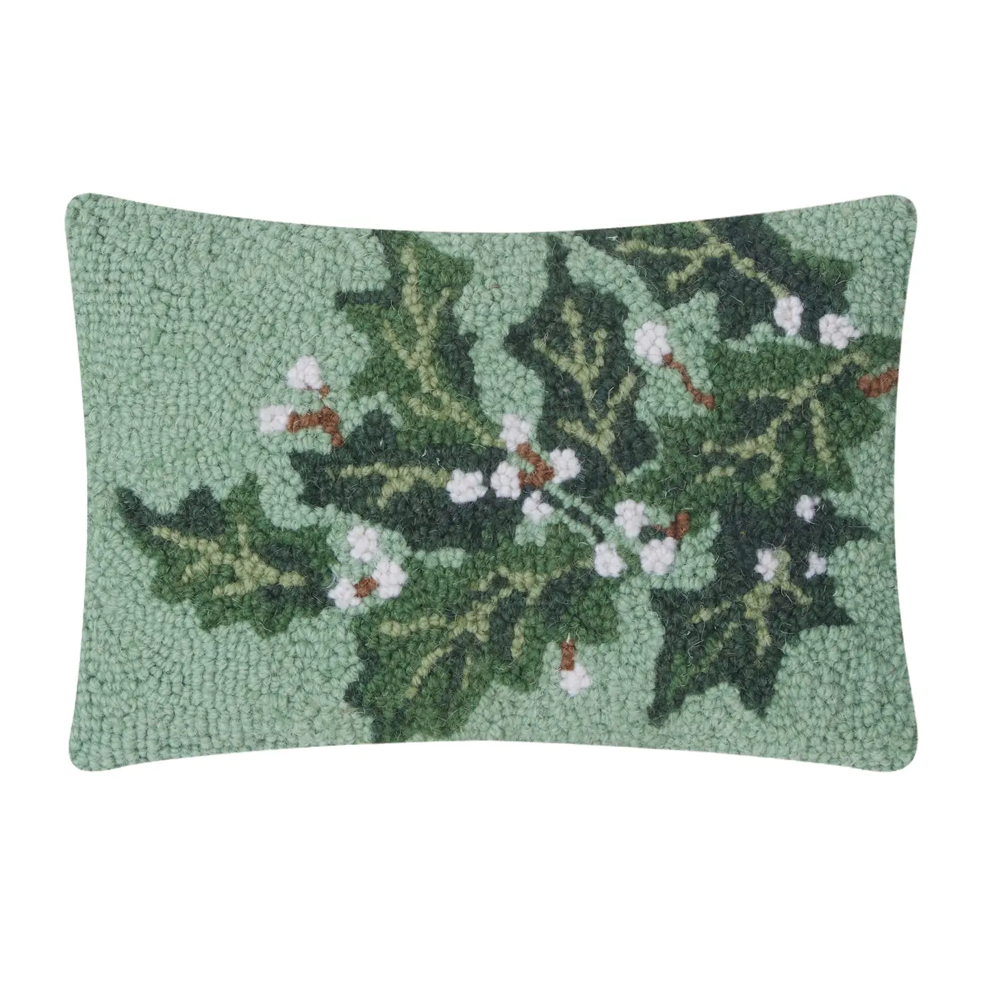Holly Berry Hooked Wool Pillow