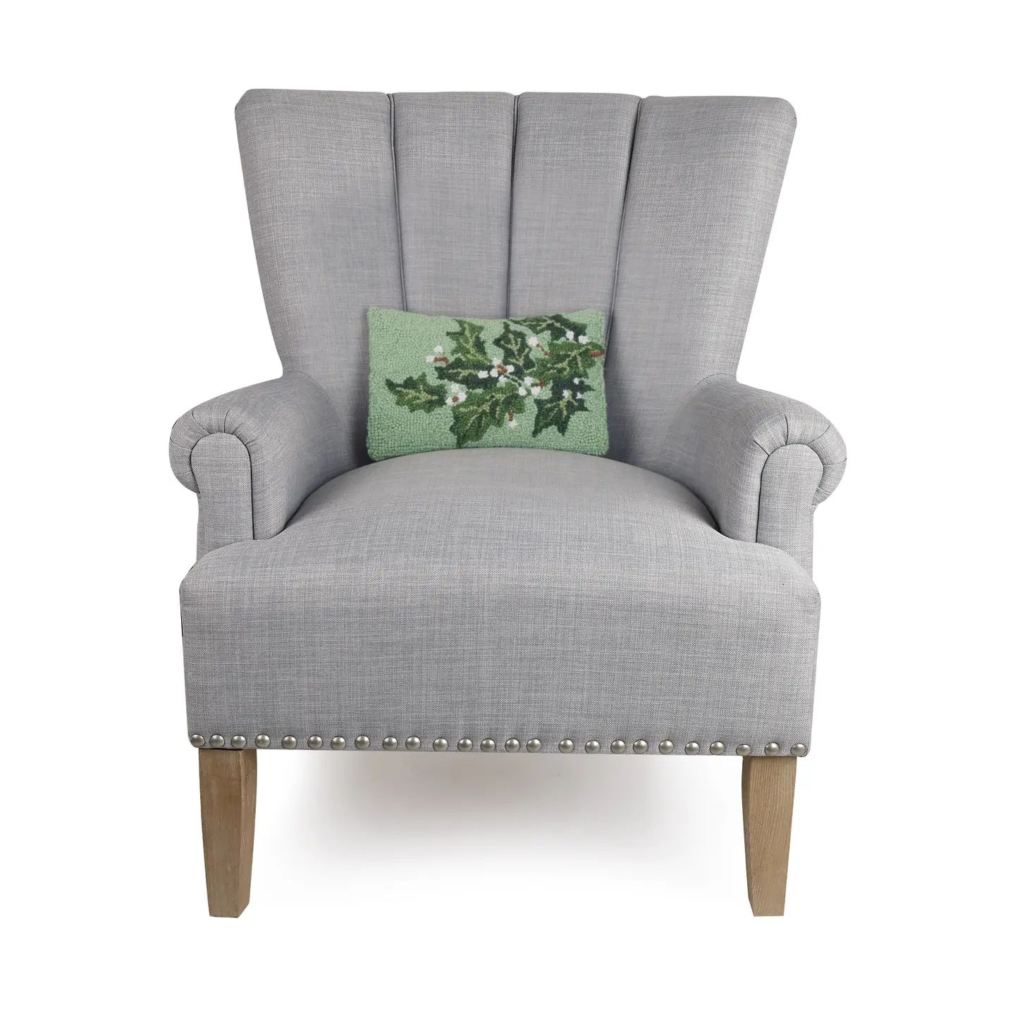 Holly Berry Hooked Wool Pillow