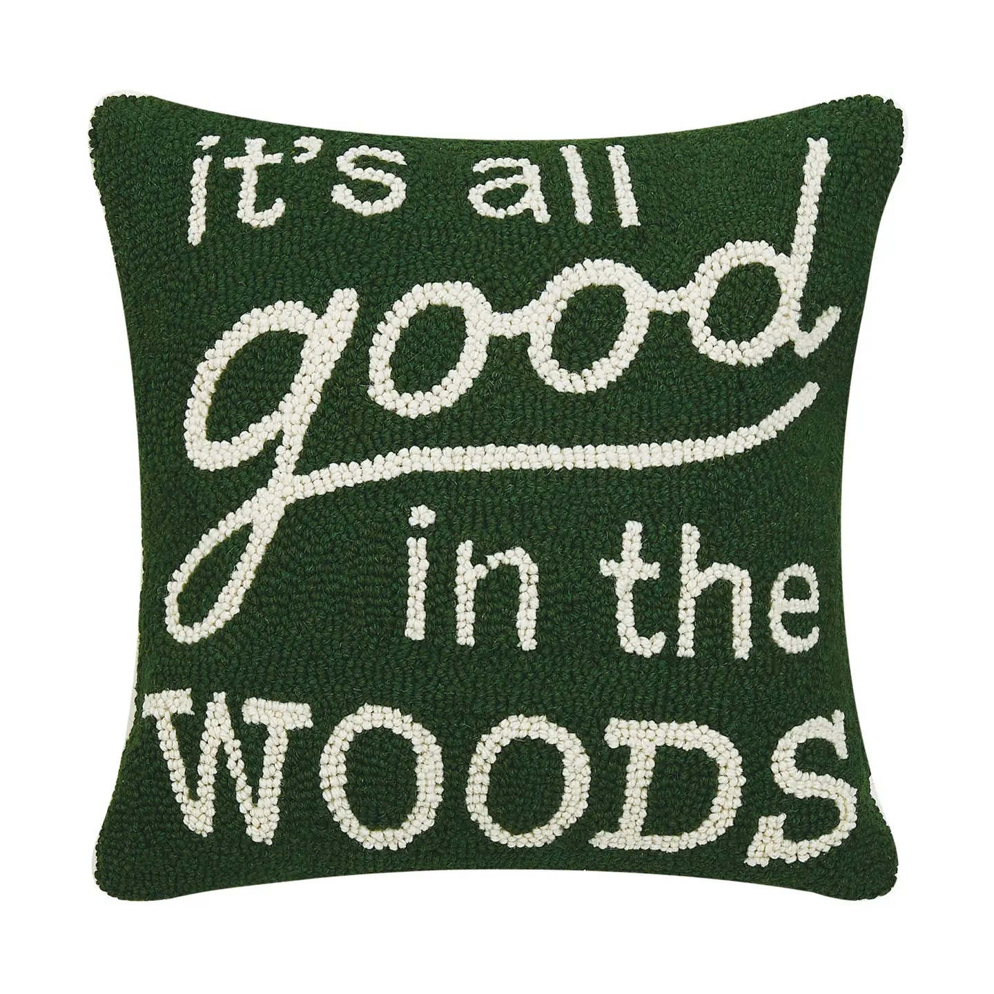 All Good in the Woods Hooked Wool Pillow