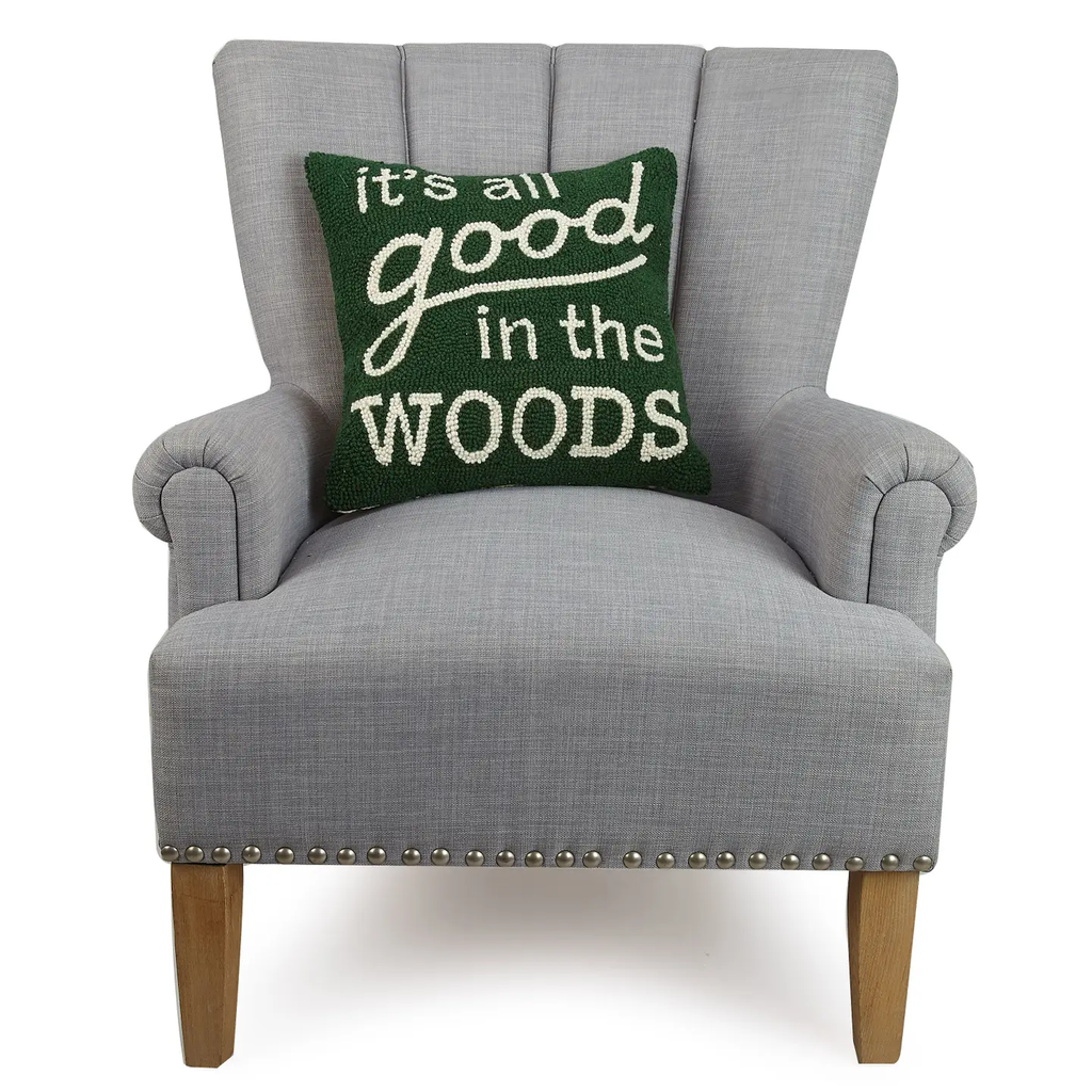 All Good in the Woods Hooked Wool Pillow