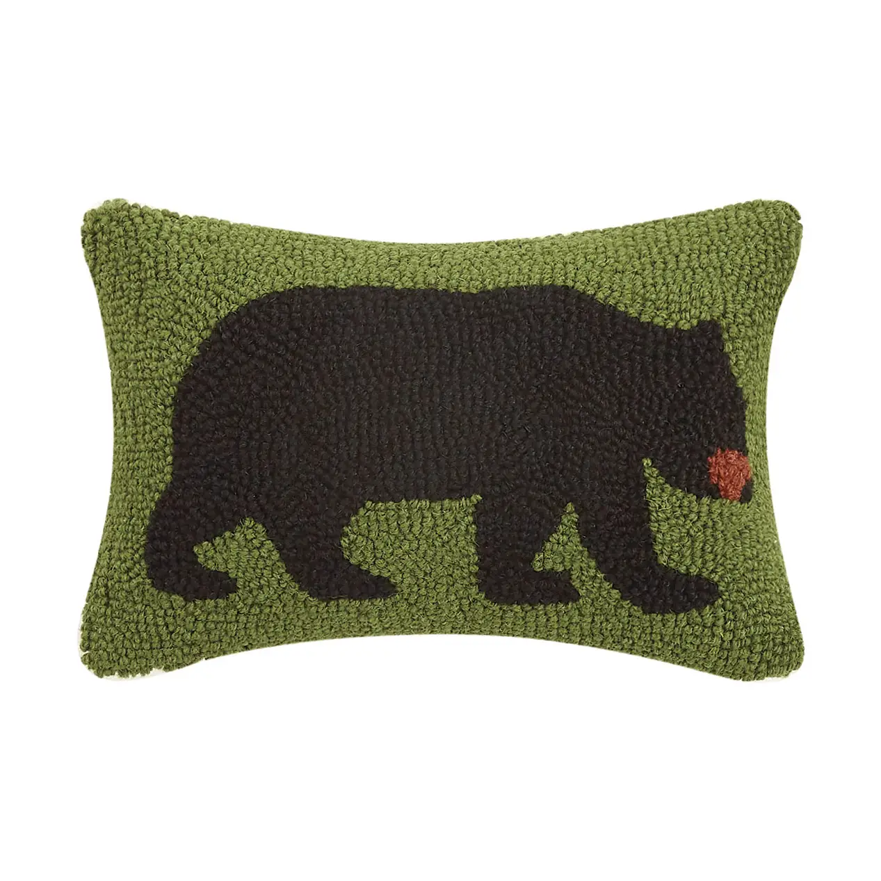 Black Bear Hooked Wool Pillow