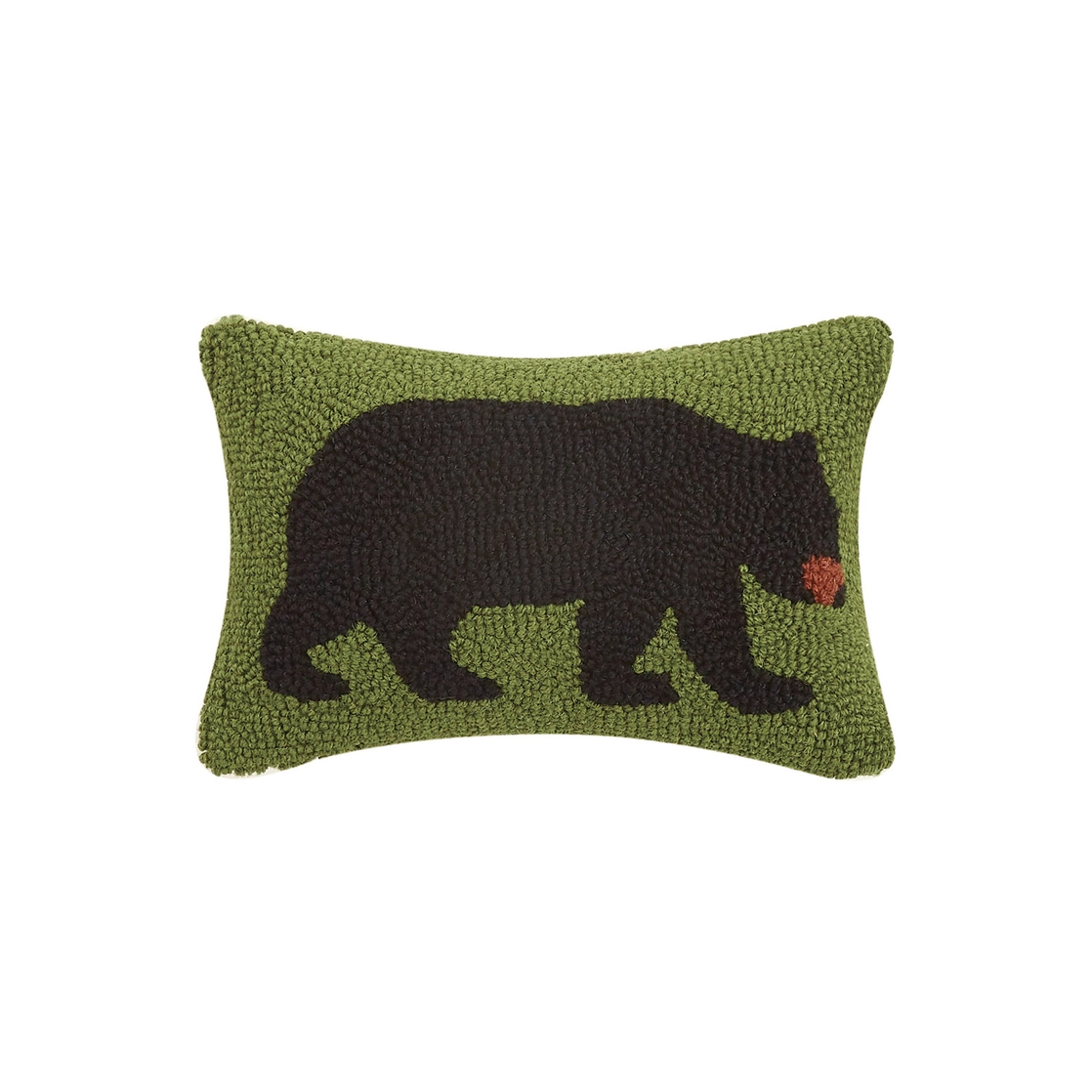 Black Bear Hooked Wool Pillow