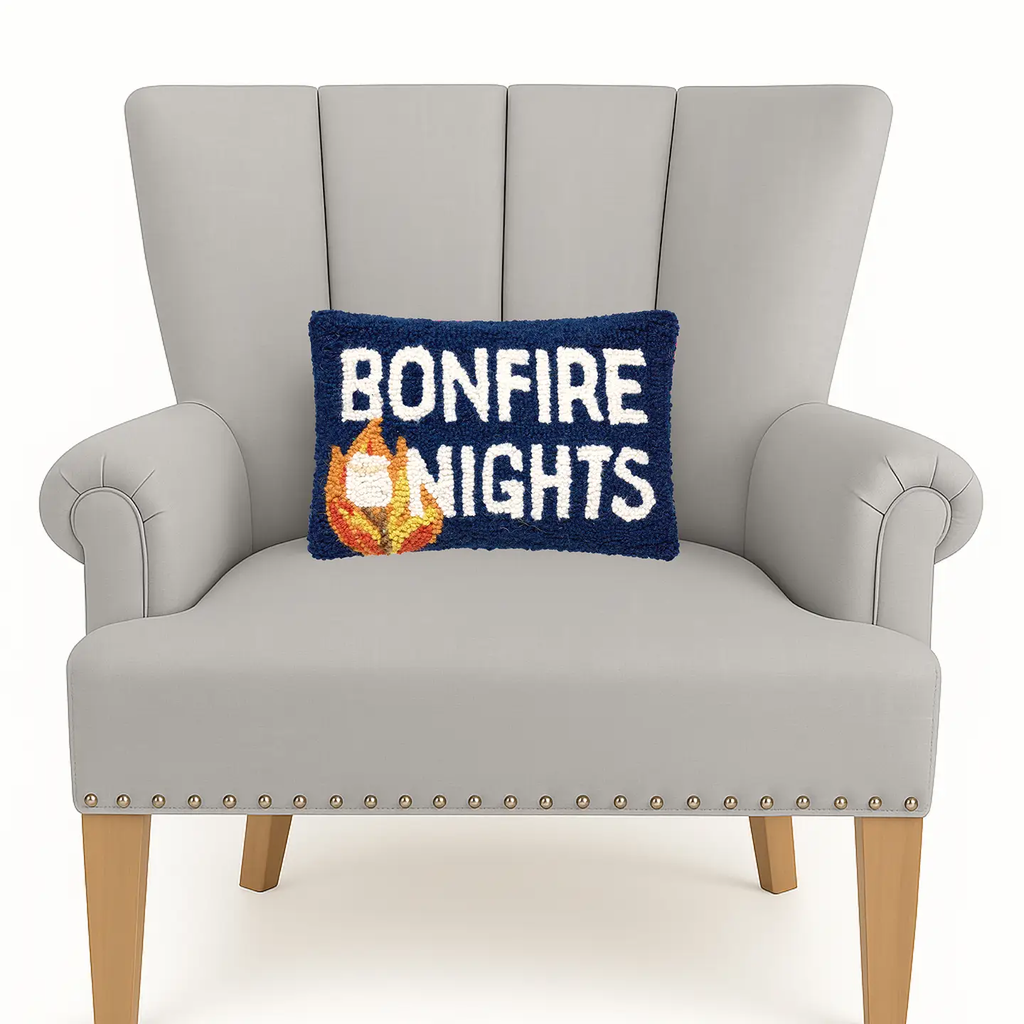 Bonfire Nights Hooked Wool Pillow