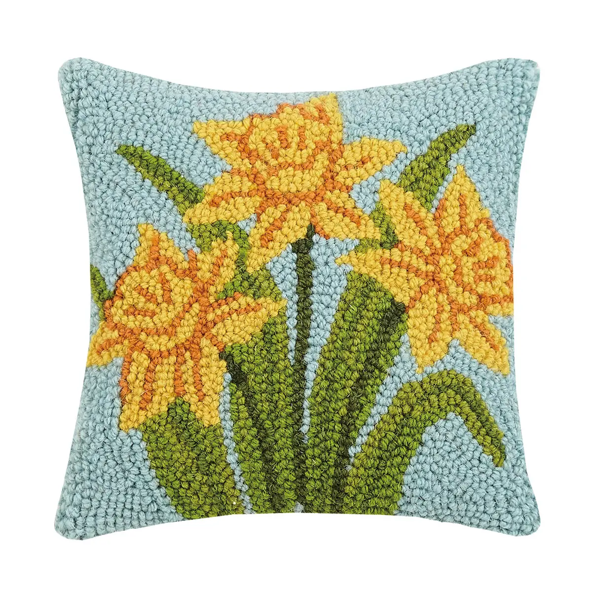Daffodil Hooked Wool Pillow