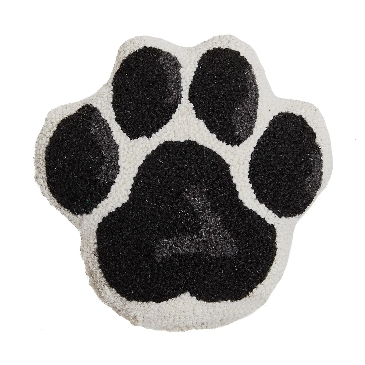 Dog Paw Hooked Wool Pillow