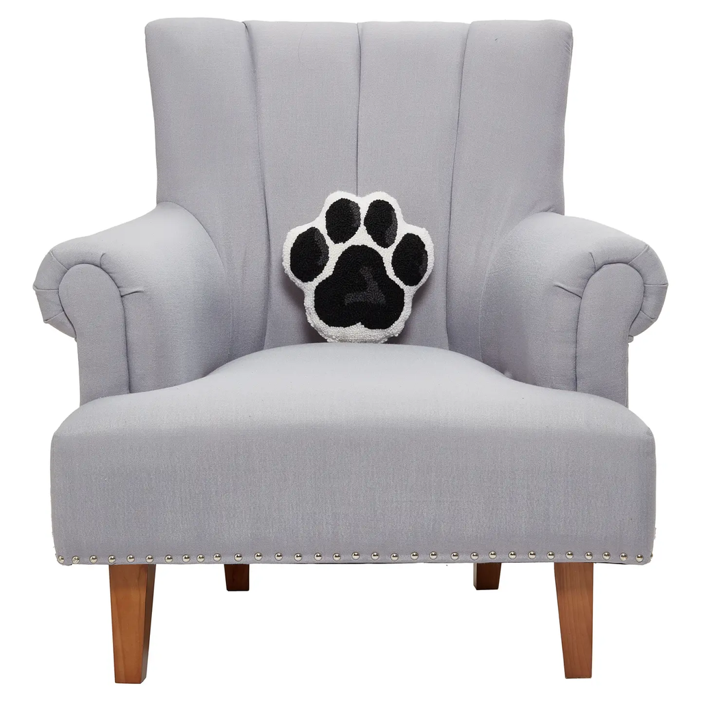 Dog Paw Hooked Wool Pillow