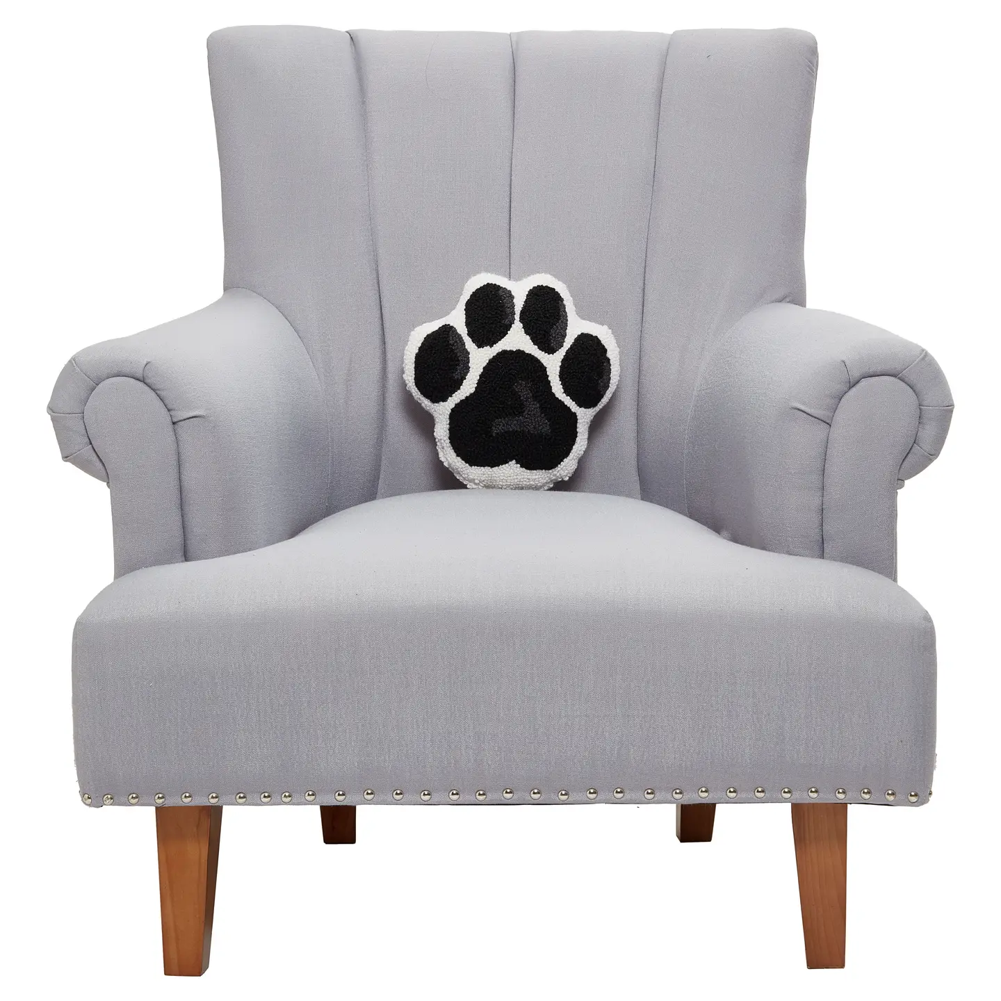 Dog Paw Hooked Wool Pillow