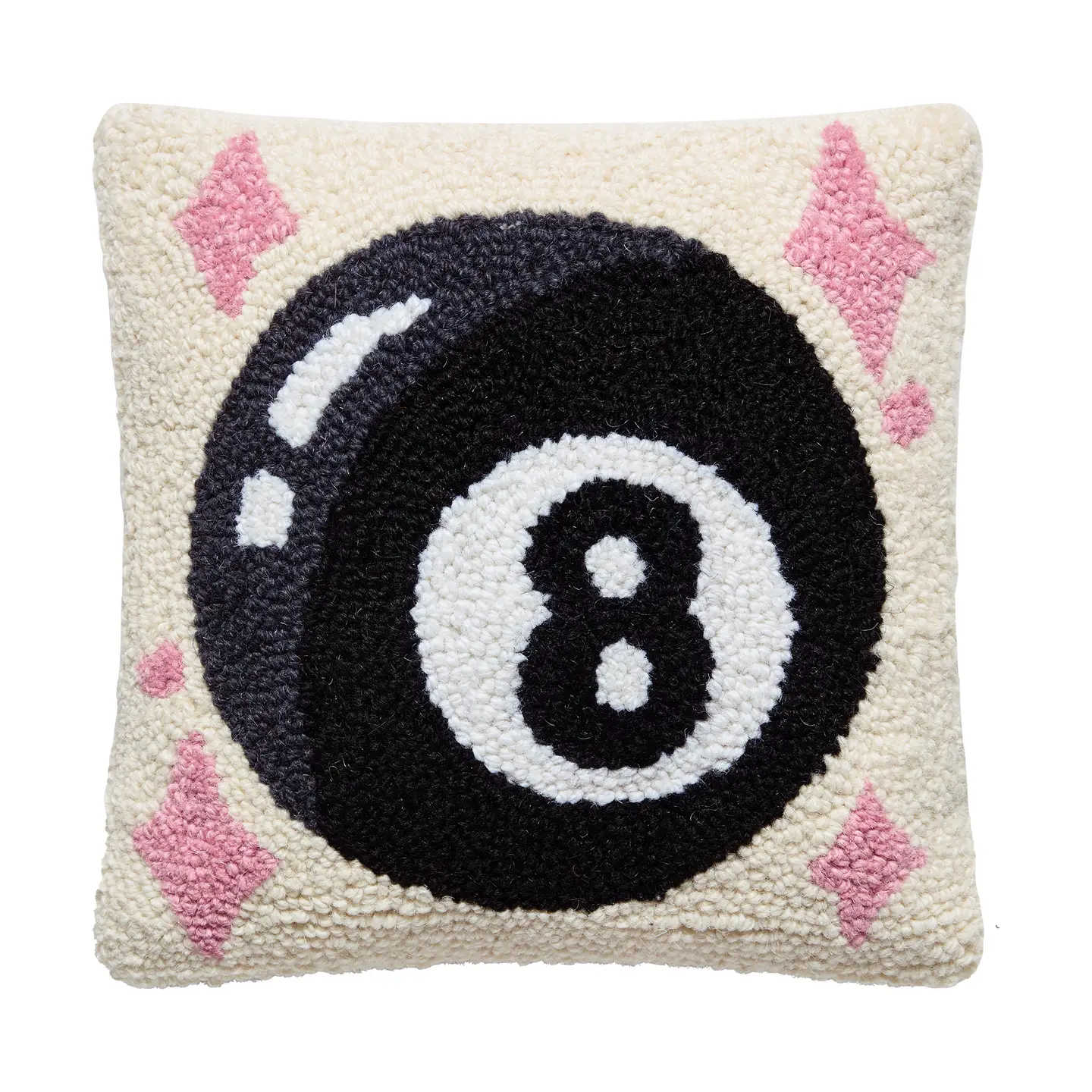 Eight Ball Hooked Wool Pillow