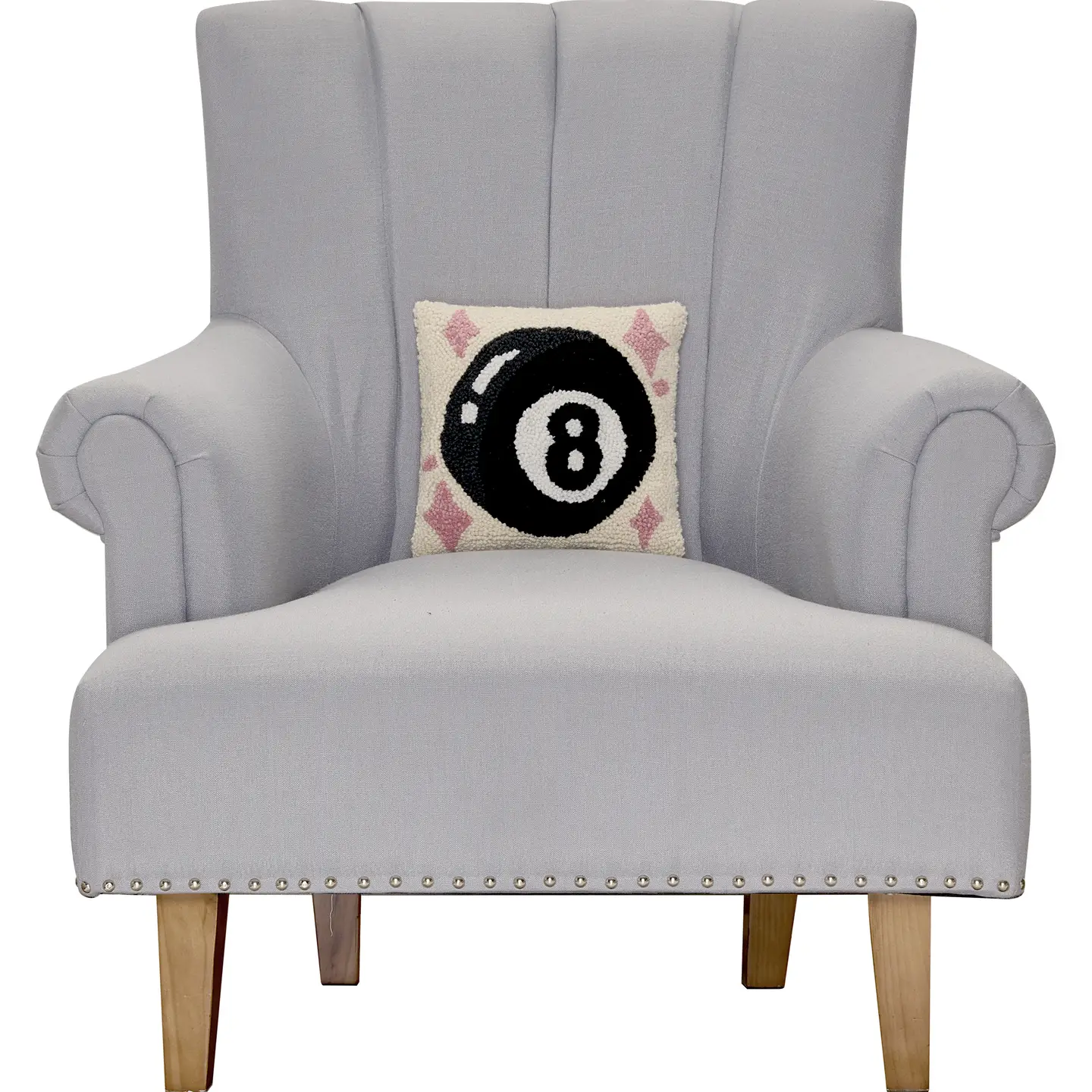 Eight Ball Hooked Wool Pillow